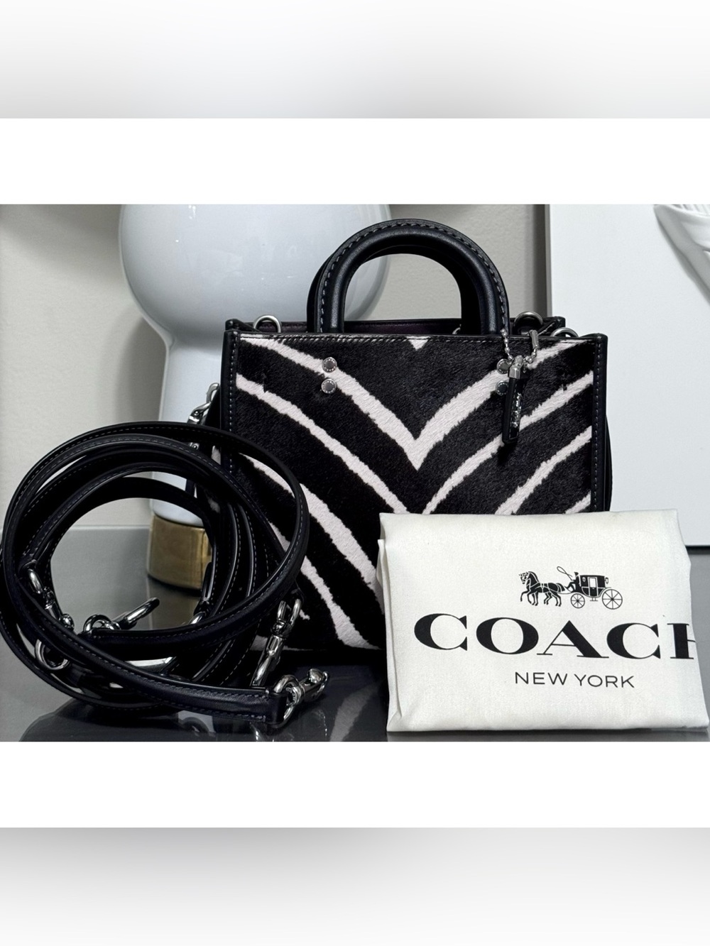 COACH Rogue 20 In Haircalf With Zebra Print - Picture 2 of 9
